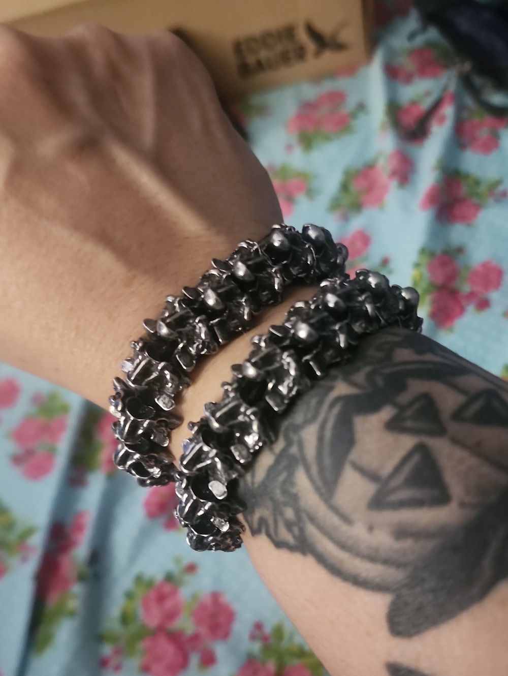 Martha Rotten Lead free pewter snake vertebrae stretch bracelet smaller size